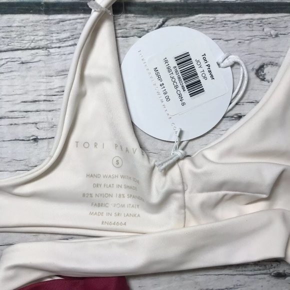 Tori Praver Bikini Set 2pc Brazilian Cheeky Bottom Wrap Bra Top Red White NEW - Picture 7 of 8